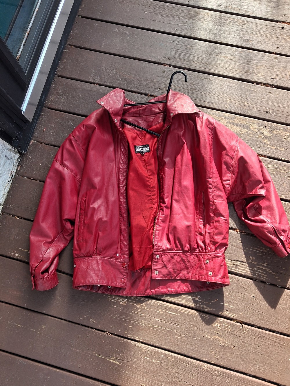 Genuine Leather Comint Vintage Jacket Red